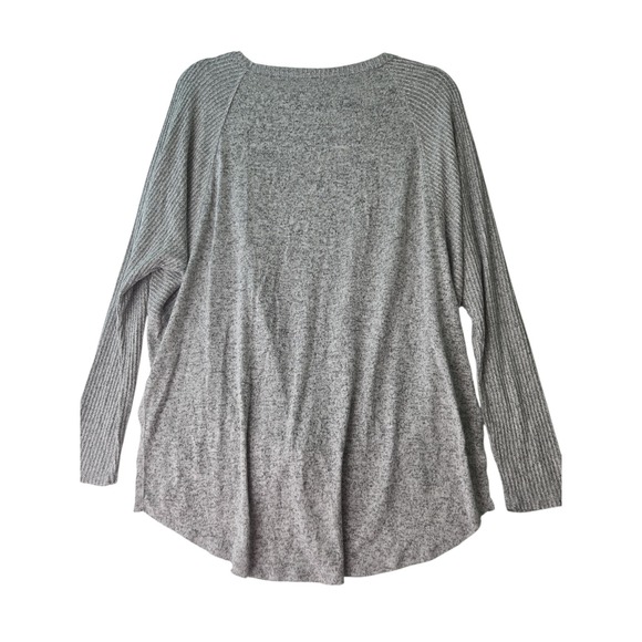 SO Lounge Life Womens Top Medium Gray Knit Long Sleeve Tie Front Casual - Picture 8 of 10